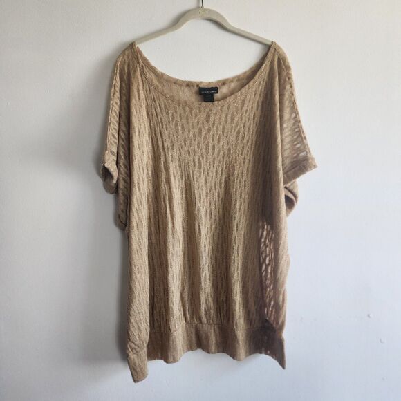 Lane Bryant Tops - Lanebryant metallic sheer gold tone top 26/28 holiday party layer whimsigoth